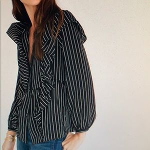 Medewell Silk Ruffle Top